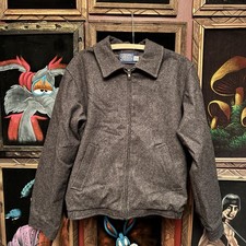 Vintage Pendleton Jacket Charcoal Gray Wool 80s Full Zip Bomber Jacket Sz Medium
