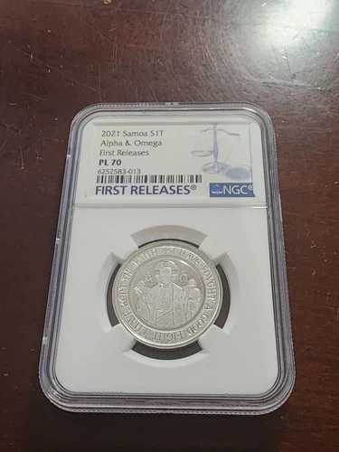 2021 Samoa 1 Tala .999 Silver Coin 1/2 oz Alpha & Omega NGC PL70 First Releases