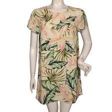 new MINKPINK Dress, S, Pale Yellow Floral, Mini/Short Sleeves, Polyester, Shift