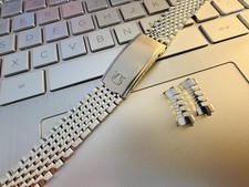 Cinturino Omega 18mm colore argento perline di riso con anse curve