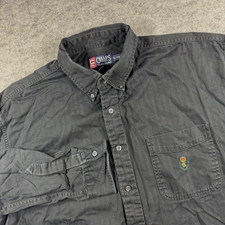 Vintage 90s Chaps Ralph Lauren Button Down Shirt Mens XL Black Faded Crest