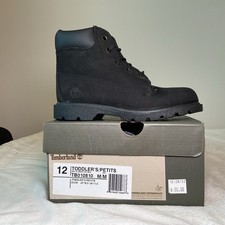 Timberland 6 In Classic Boots BLACK Nubuck TB0 10810 001 Kids TD NIB Size 12c