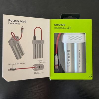SHARGE Pouch Mini Power Bank 10000mAh 30W Fast Charging USB-C Built-in Cable