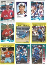 Lot of 9 - Montreal Expos Baseball Trading Cards - Fleer (8), Panini (1)