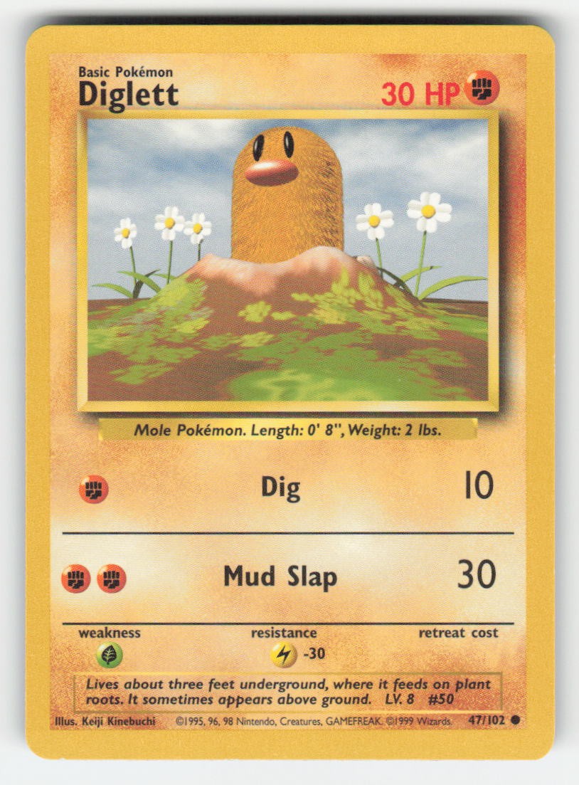 Pokemon DIGLETT 47 Base Set Unlimited LP