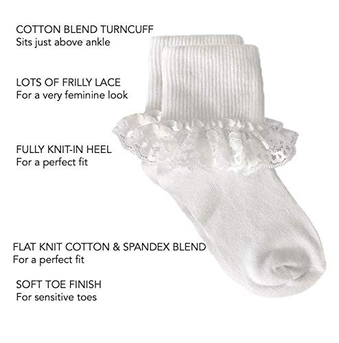 Girls Fancy Lace Ruffle Socks, Off White, 4-7 Years - Picture 3 of 6