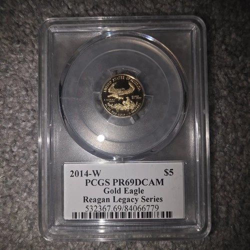 2014-W PR69 dcam $5 gold eagle Regan Legacy series