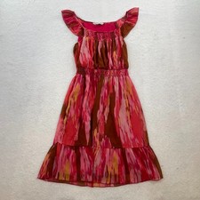 Old Navy Sleeveless Red Watercolor Lined Elastic Waist Dress Size S