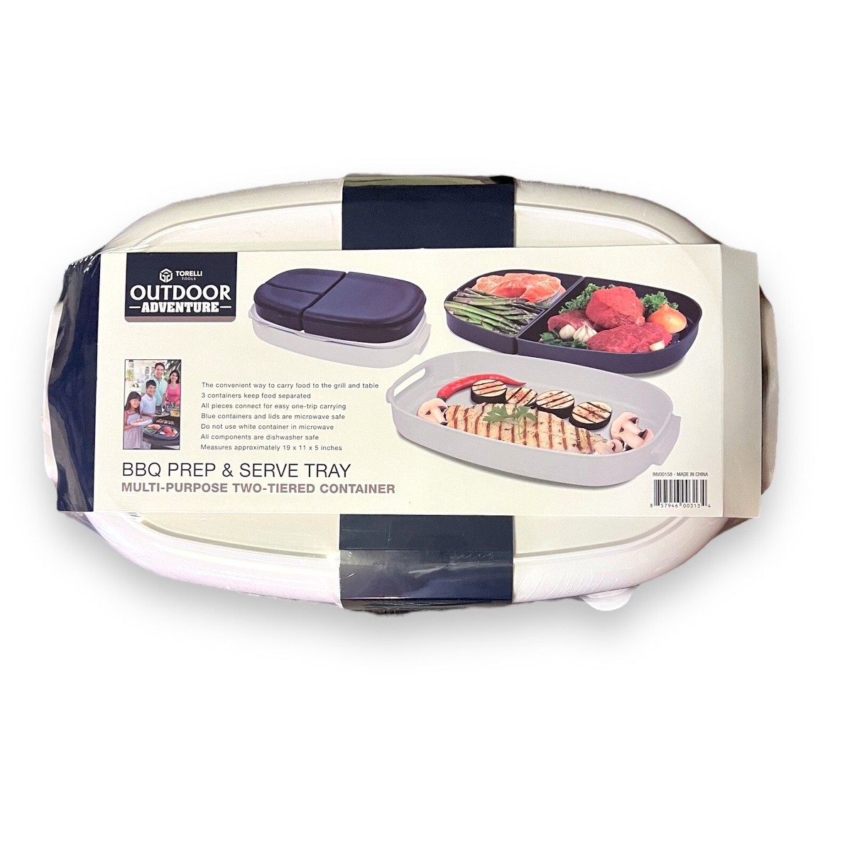 Outdoor Grill Multipurpose Two Tiered BBQ Prep &amp; Serve Tray 