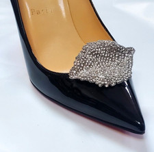 Silver Color Leaf Shoe Clip with Rhinestones, Shoe Accessory, 1 pair