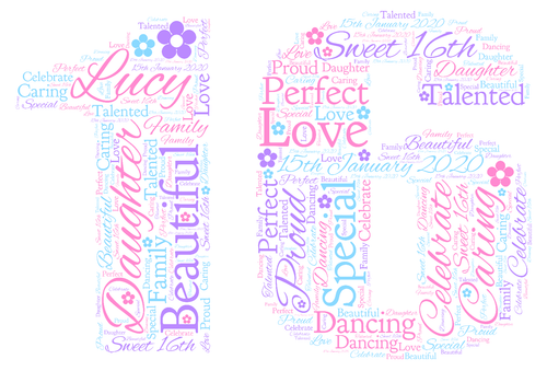 Impresión artística palabra personalizada 16 18 21 30 40 60 70 cumpleaños  - Imagen 8 de 10