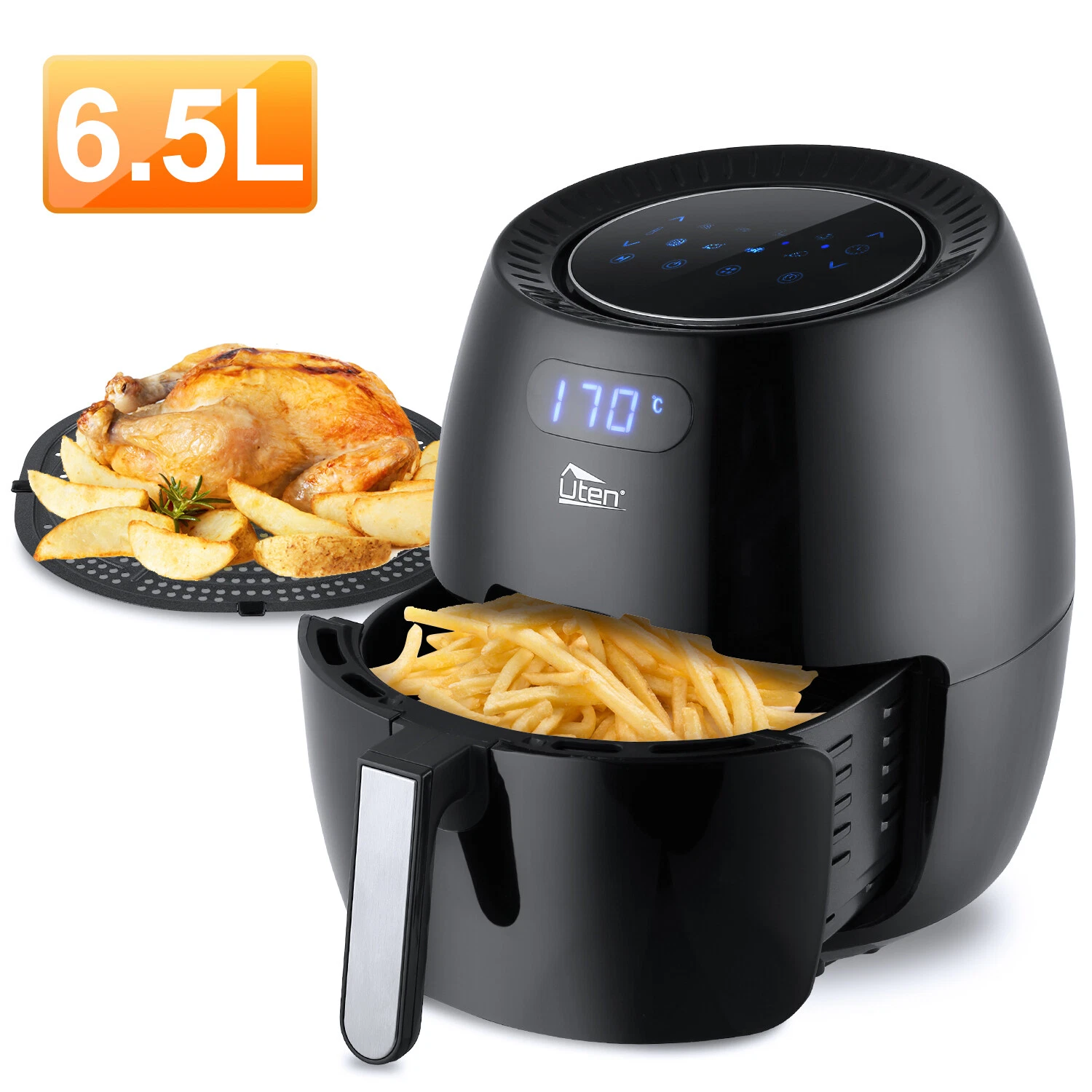 Large Air Fryer 6.8QT Digital Display Touch Screen Air Fryer Cooker 1700W Timer