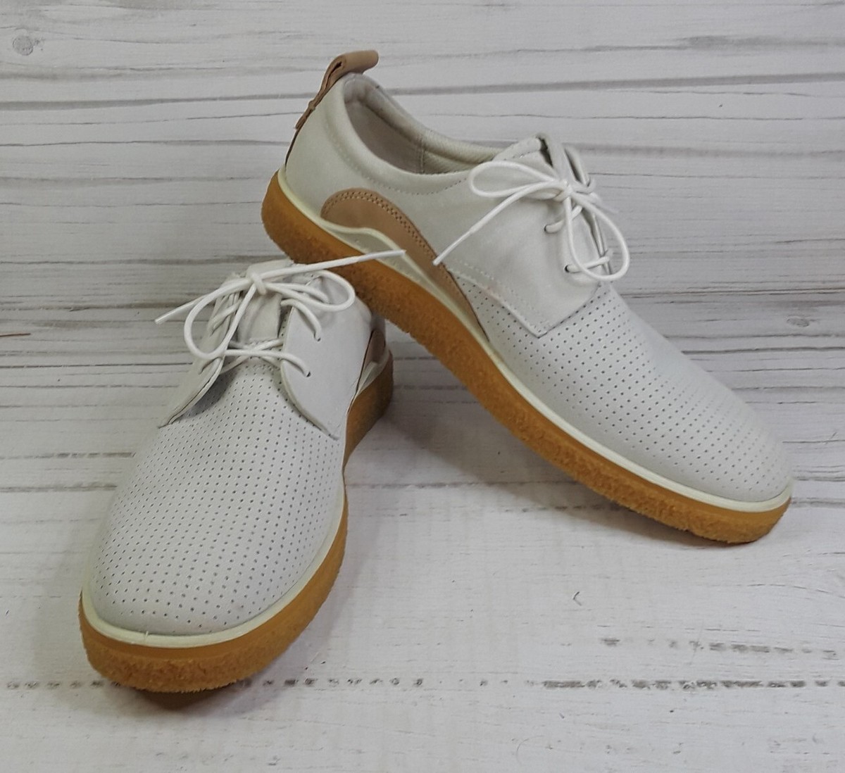 Ecco Crepe Tray White Mens Lace Up Sneaker Size 11