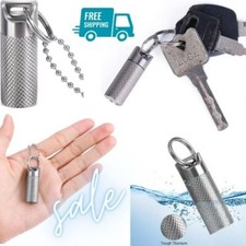 Titanium Pill Container with Keychain Necklace Waterproof for Emergency Aspirin