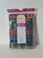 Boys Wonder Nation Multicolor Plaid Woven Boxers 5 Pack Sz 2 M 8 NEW