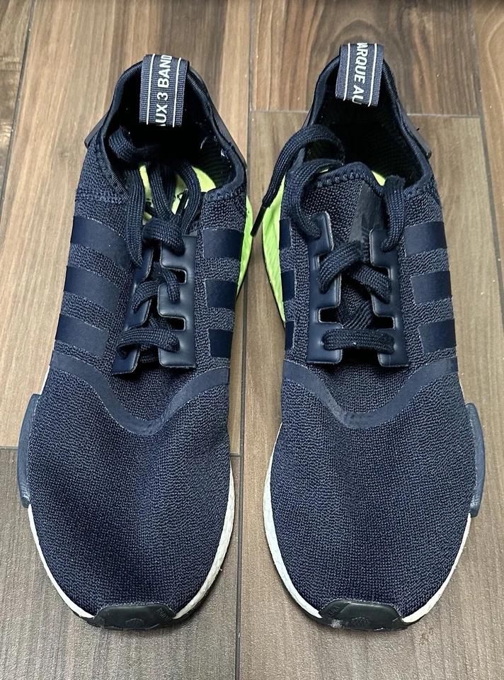 Adidas NMD R1 Legend Ink Navy Blue Hi-Res Yellow Men’s Sneakers Size 10 - Image 2 of 4