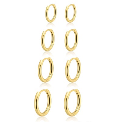 Kleine Gold Creolen Ohrringe für Damen 14K Mini Gold Huggie Creolen Set Sl...