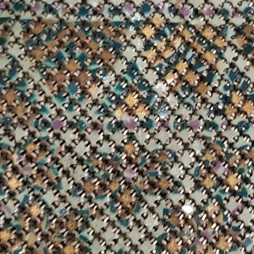 Antique Mesh Metal Edwardian Era Purse - Enameled Surface Design - Pretty! - Picture 8 of 9