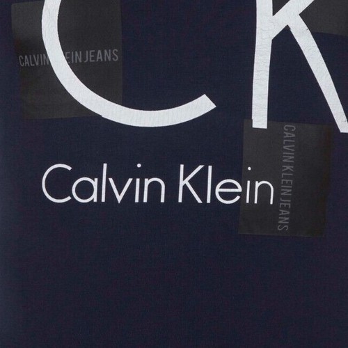 Calvin Klein Men's Navy Blue T shirt 100% Cotton Print Ck Logo In Front - Picture 7 of 14