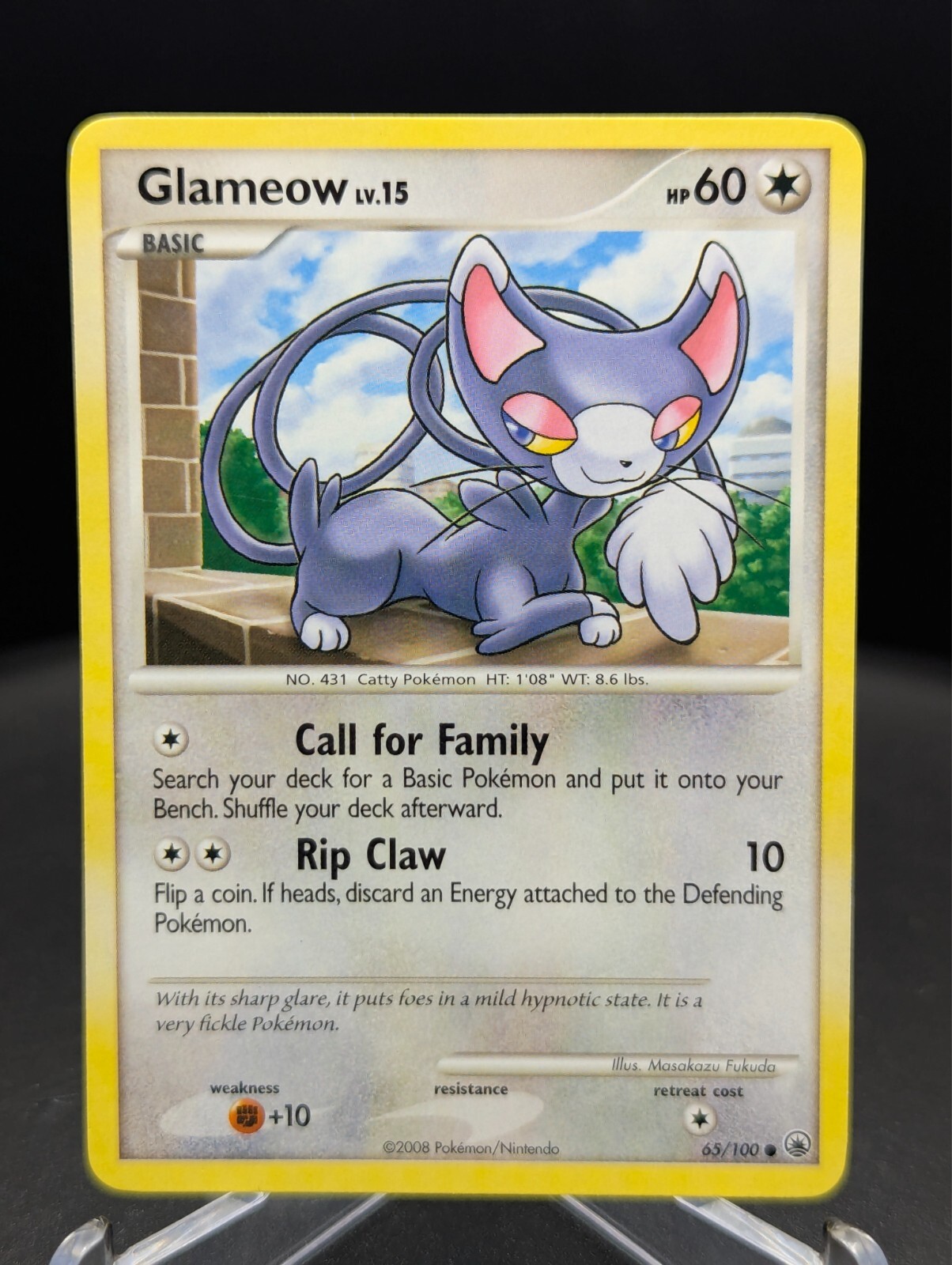 Glameow - 65/100 - Common LP, English Pokemon Majestic Dawn