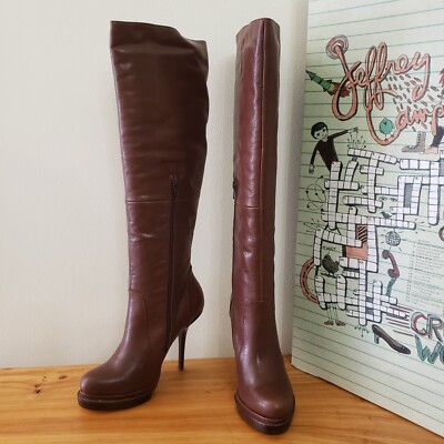 #ad NEW Jeffrey Campbell High Quality Leather Knee Boots Brown or Chestnut $98.00