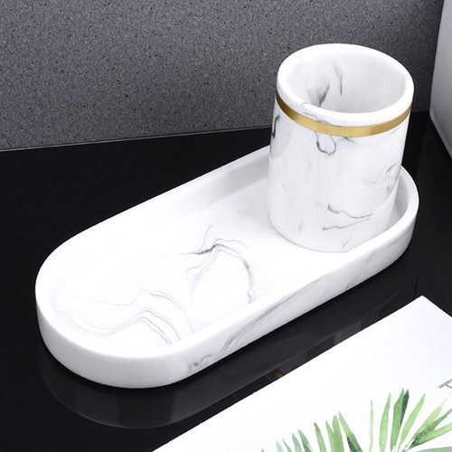 Oval Vanity Tray Bathroom Vanity Tray Marble Soap Dish Entryway Tray Keys - Picture 10 of 12