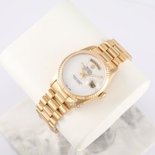 Rolex Mens Day-Date 18k Yellow Gold 36mm President 18238 White Dial-Fluted Bezel 3