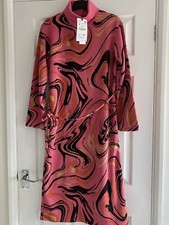 BNWT Zara Retro Pink Swirl High Neck Knit Midi Dress with Belt Size S Bloggers 