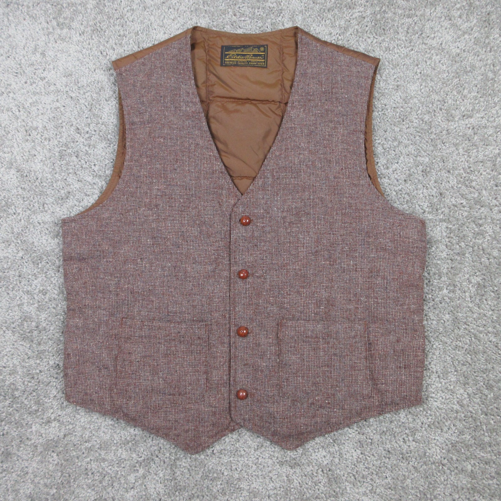 Vintage Eddie Bauer Down Quilted Vest 42 Brown