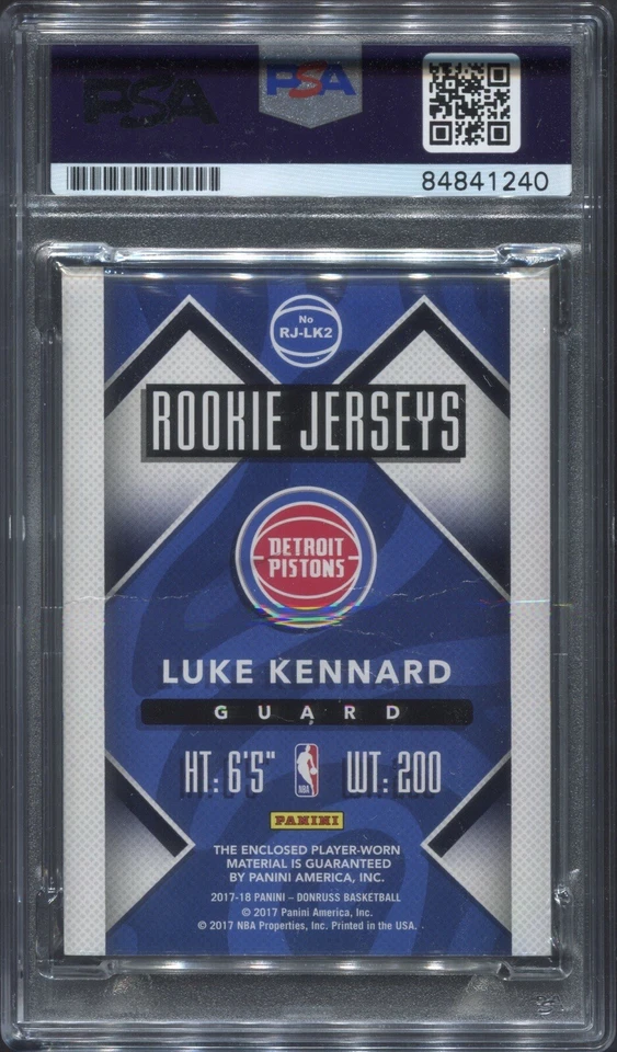 Luke Kennard Signed 2017-18 Donruss Rookie Jerseys RC Card Auto PSA/DNA Slab - Image 2 of 2
