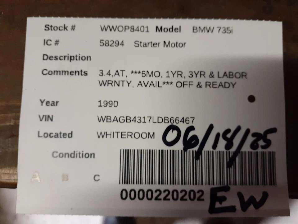 Motor de partida usado serve: 1990 BMW 735i grau A - Imagem 3 de 4