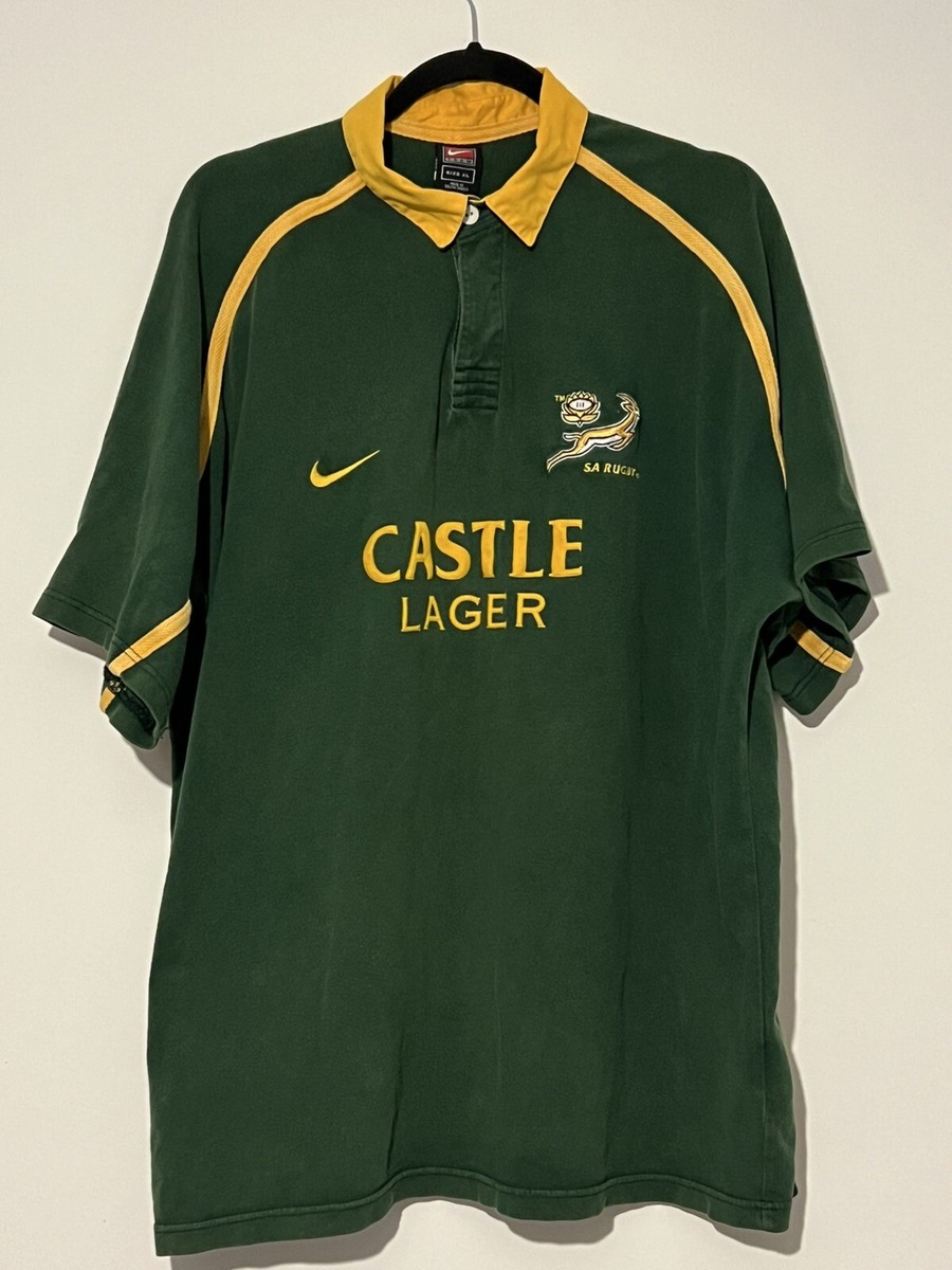 Vintage South Africa Home Rugby Union Nike Castle Lager Shirt XL