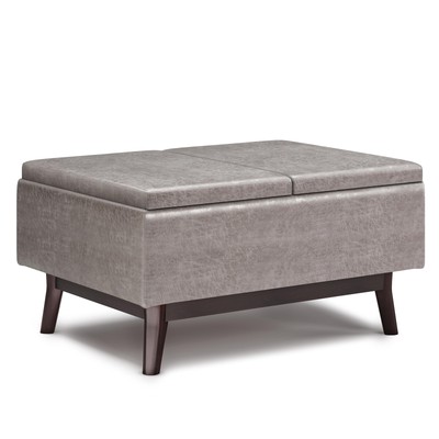SIMPLIHOME Owen 34 Inch Wide Mid Century Modern Square Tray Top Storage