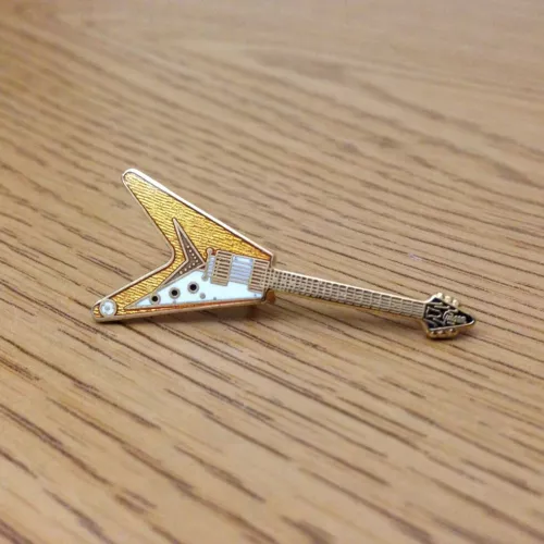 Gibson Flying V Electric Guitar Special Edition Gold Pin Brooch 