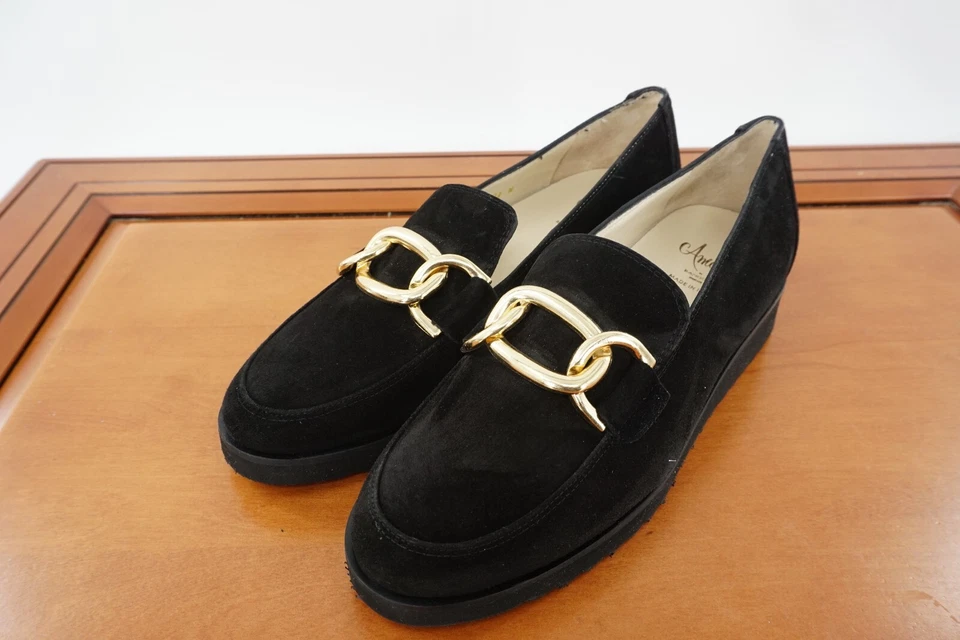Sandalias Amalfi Ema by Rangoli para mujer 9,5 negras de gamuza suave sin cordones cómodas zapatos Foto 2 de 4