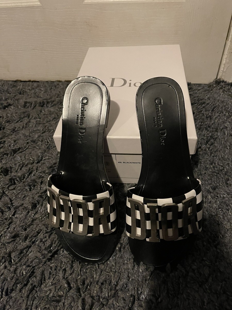 Christian dior calfskin slide sandal Checkered evolution size 40