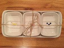Magenta Rae Dunn Fruit Tray w/ 3 Dishes - Strawberry Banana Blueberries 4 pc Set