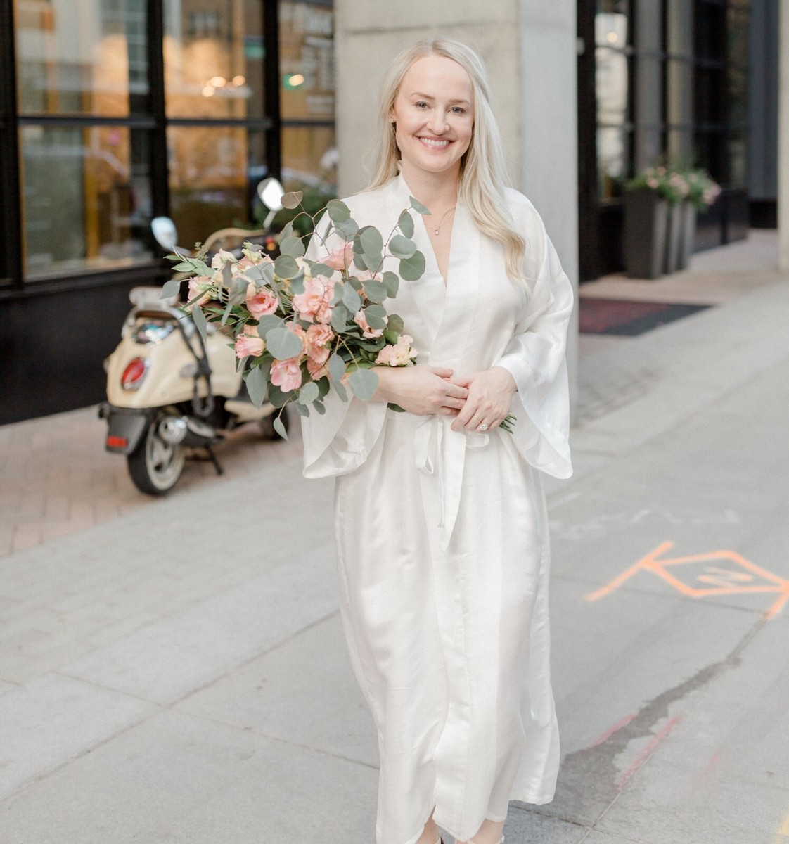 white silk kimono dress White Silk Bridal Robe with Train, Bridesmaid Kimono Long