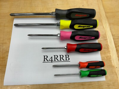 #ad Snap on Tools USA RARE 6pc COLOR MIX Soft Grip ALL PHILLIPS Screwdriver Lot Set $169.95