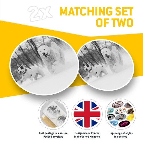 2 x Vinyl Stickers 20cm (bw) - Adorable Happy Dogs in Snow #38846 - 第 2/8 張圖片