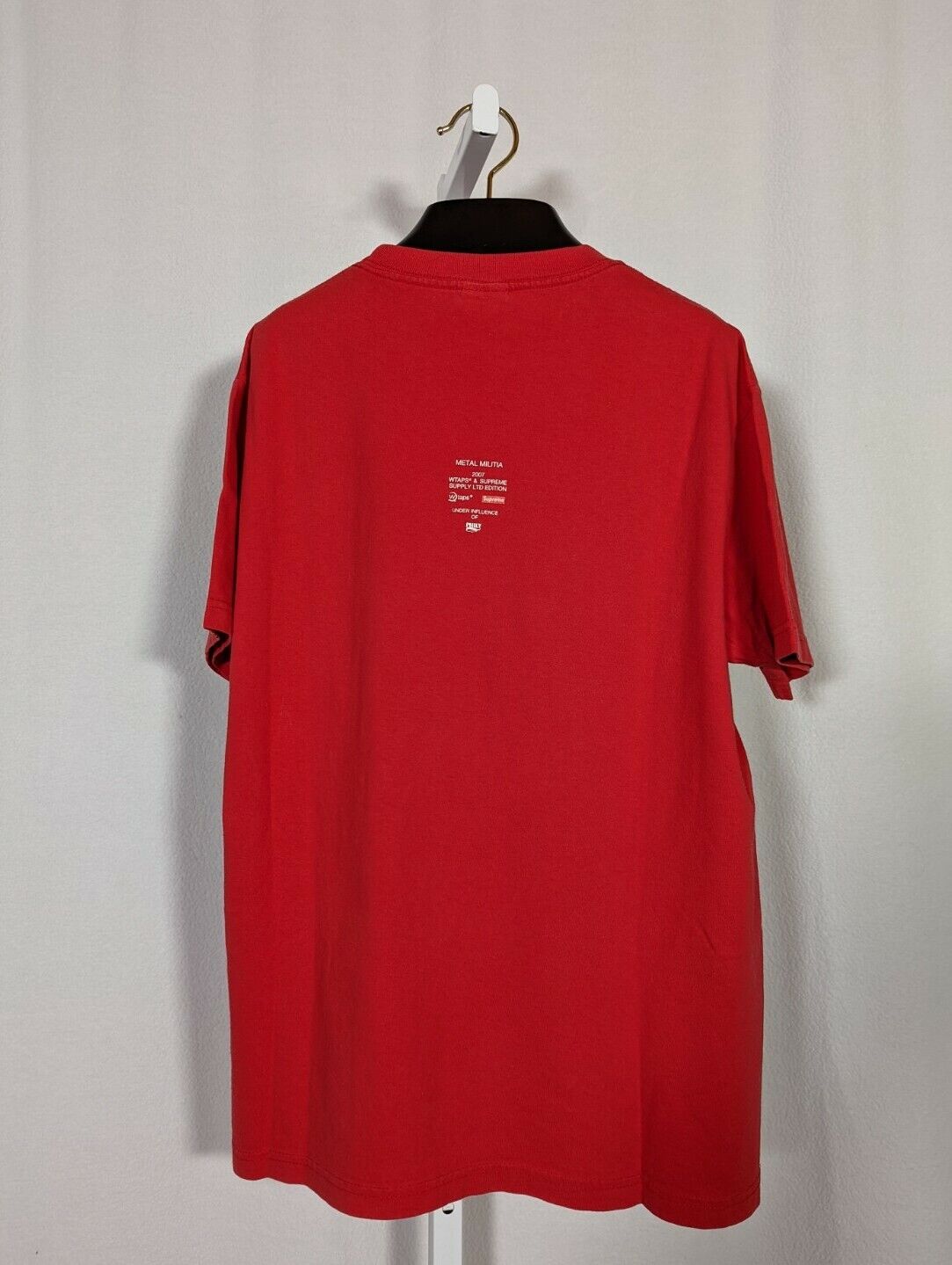 Supreme x WTAPS Metal Militia Red T Shirt Large