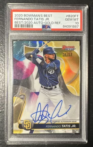 2020 Bowman's Best Fernando Tatis Jr. Gold Refractor On Card Auto #36/50 PSA 10!
