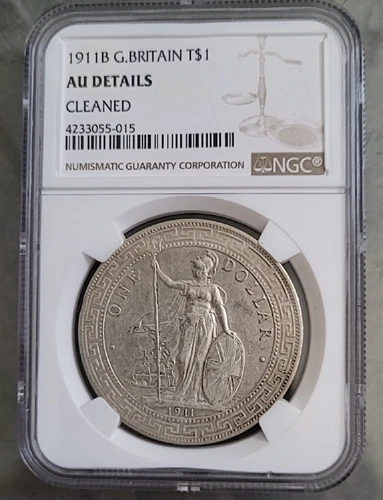 1911 B $1 Great Britain Trade Dollar Silver NGC AU  Coin j4