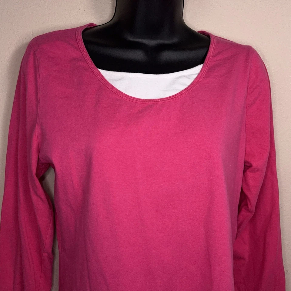 TOP GRANDE DANSKIN NOW ROSA MEZCLA ALGODÓN MANGA LARGA ESCOTE BLANCO ACENTO Foto 3 de 4