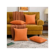 MIULEE Pack of 2, Corduroy Soft Soild Fall Decorative Square Throw Pillow Cov...