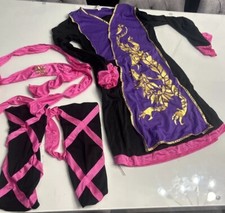 Ninja Dragon Costume Girls M/L Pink Black Halloween Samurai 5 Pc Outfit