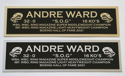 Andre Ward nameplate for signed boxing gloves trunks photo or case