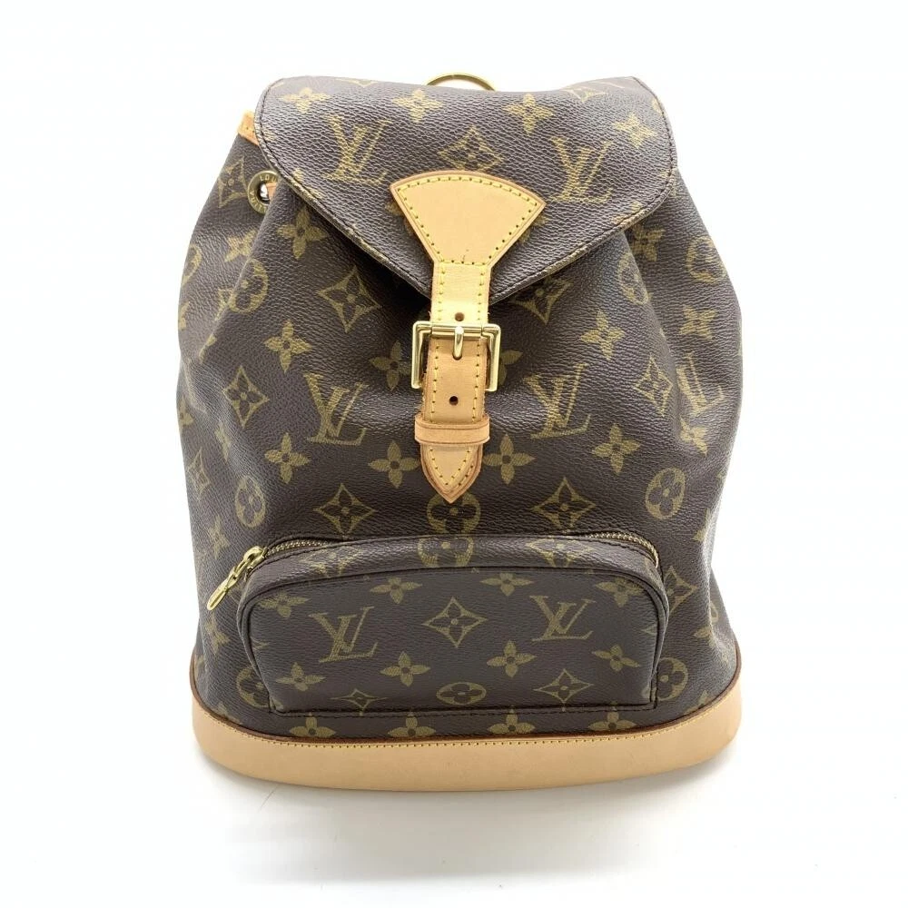 LOUIS VUITTON Backpack Monsli MM Monogram Drawstring Brown Beige M51136 PVC