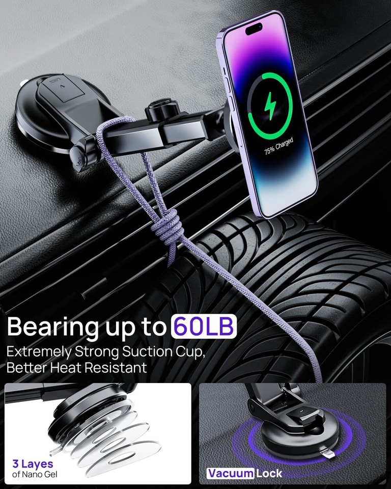 MagSafe Car Mount Charger, Wireless Car Charger Compatible with iPhone