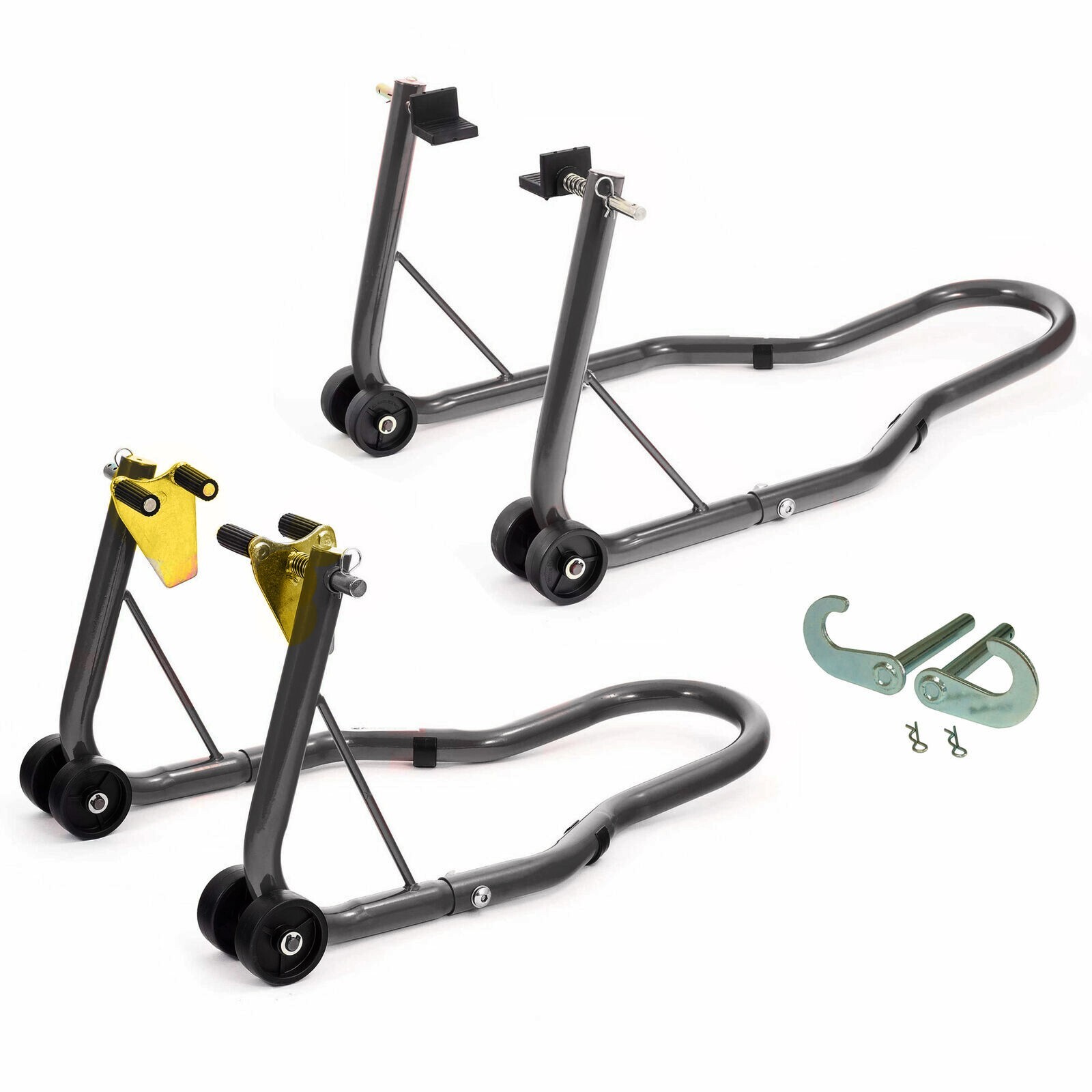 Motorbike Front Head & Rear Motorcycle Bike Paddock Stands Pair Combo Kit